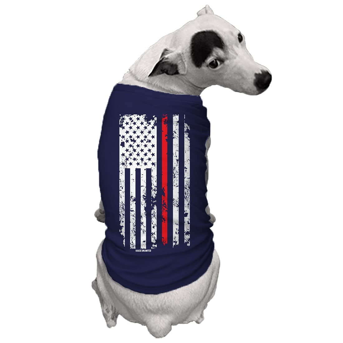 Red Line Flag - Usa American Dog Shirt (Navy, 3X-Large)