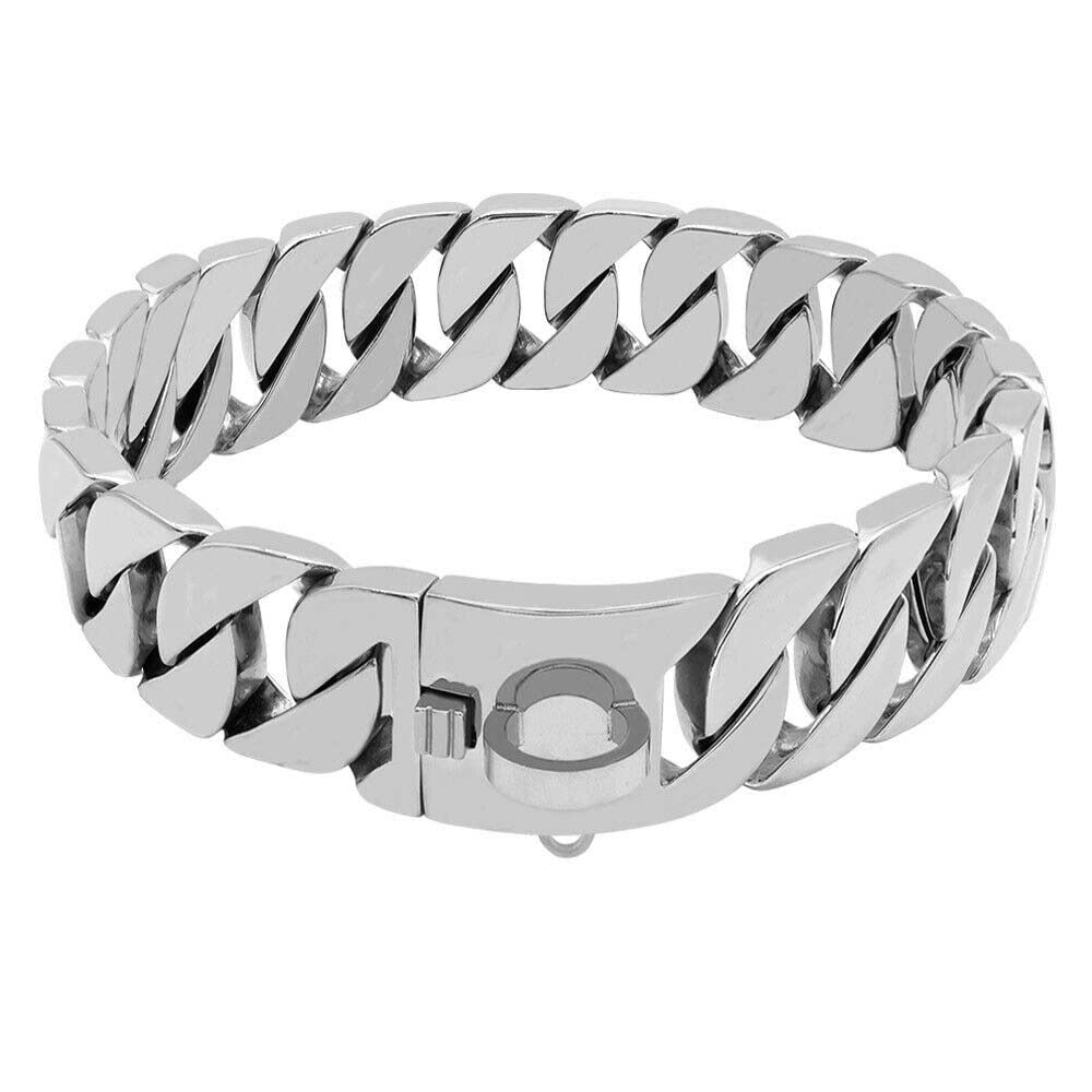 Heavy Duty Choke Cuban Dog Chain For Large Dogs, Dog Chain Collar Walking Metal Chain Collar With Design Secure Buckle, Stainles