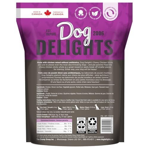 Dog Delights Chewy Chicken Sticks Dog Treats - 2.75 lb - Wholesome Rewards - Made in Canada