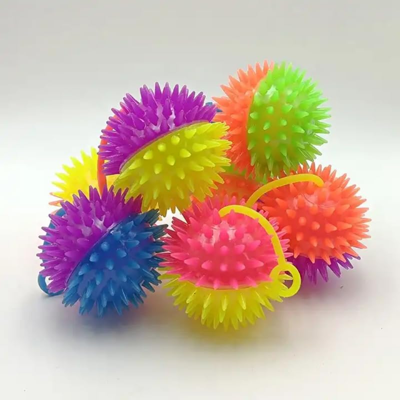 Dog Trust Spiked LED Whistle Squeaky Squeaker Sound Ball Puppy,Double Shade Small Dog, Cat Pet Chew Playing Rubber Ball Toy (5 P