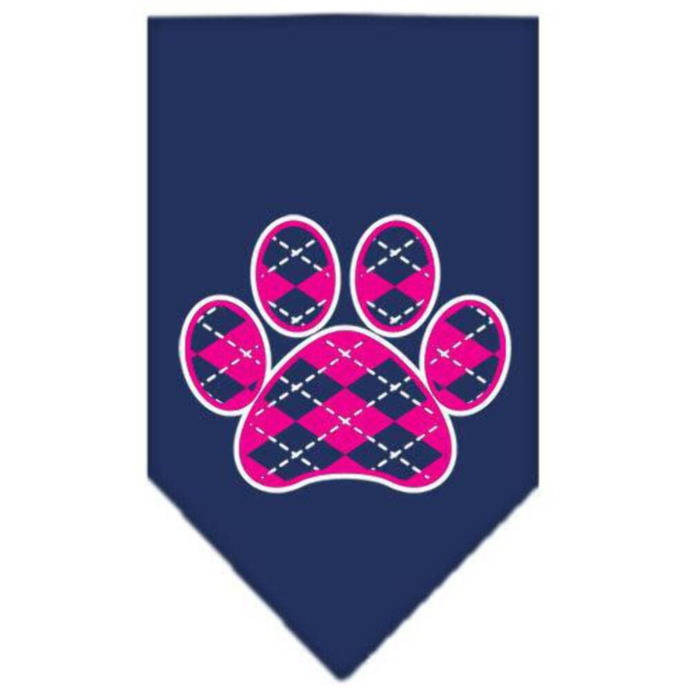 Mirage Pet Products Argyle Paw Pink Screen Print Bandana for Pets, Small, Grey