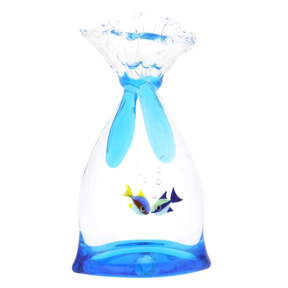 Glassofvenice Murano Glass Aquarium Bag With Two Tropical Fish