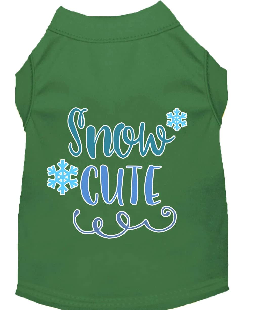 Christmas Pet Dog & Cat Shirt Screen Printed, "Snow Cute" Green 2XL (20-25 lbs.)