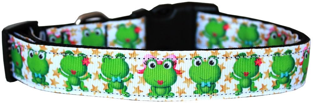 Pet Dog & Cat Nylon Collar or Leash, "Happy Frogs" SM Collar
