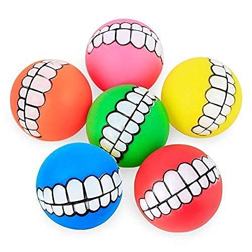 Psk Pet Mart Dogs, Puppy & Cats Teeth Pattern Ball Squeaky Chew Toy With Sound (MultiColor)