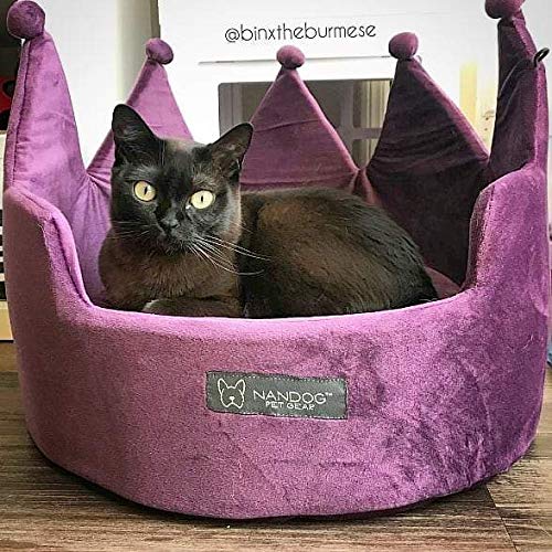 Nandog Pet Gear Crown Cozy Round Dog And Cat Bed Collection Washable Indoor Pet Bed For Small Breeds -Soft Bed Fits In Crate Or Kennel - Made Of Ultra Soft Micro-Plush Material (Purple)