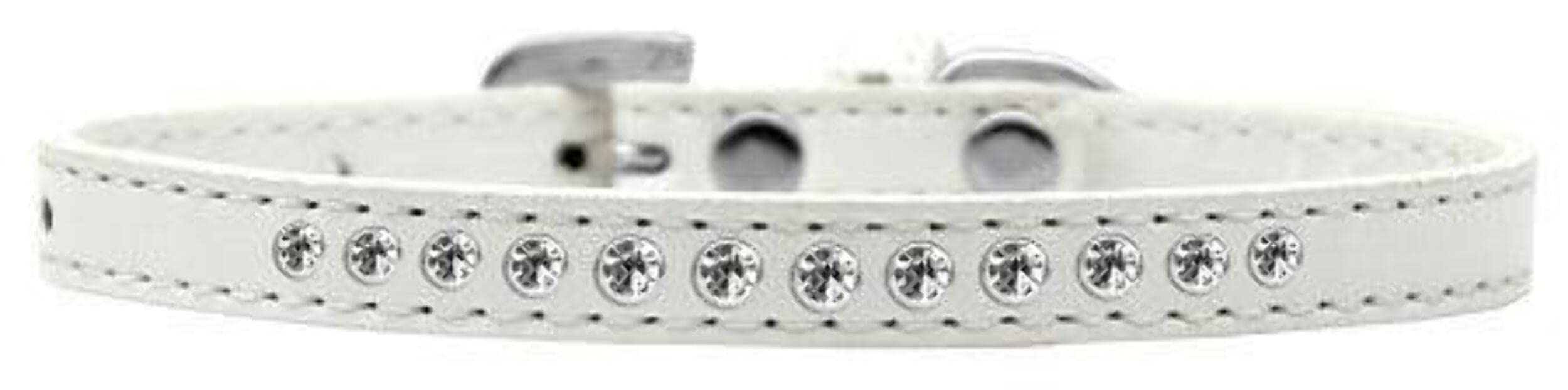 Mirage Pet Products Clear Crystal Puppy Dog Collar, Size 16, White