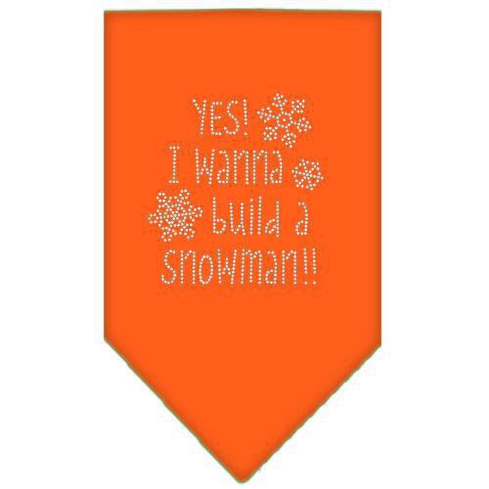 Yes I Want To Build A Snowman Rhinestone Bandana Orange Small