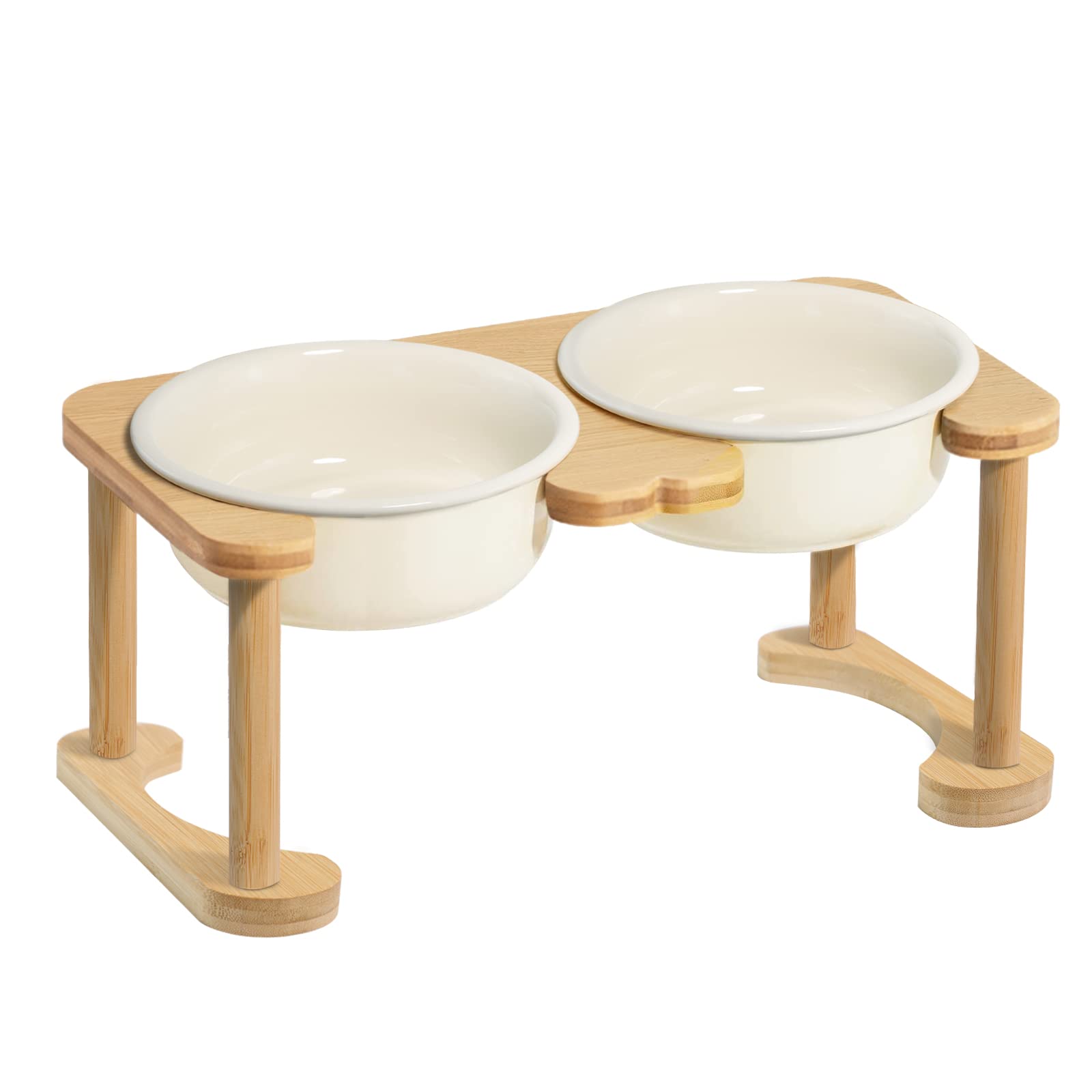 Elevated Ceramic Dog Bowls, Porcelain Raised Dog Bowl with Anti-Slip Stand, Pet Feeding Dishes for Medium Sized Dogs, Pet Feeder