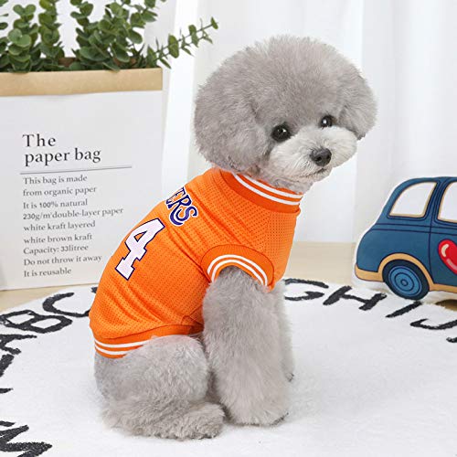 Dog Clothes Basketball Mesh Breathable T-Shirt,Pet Clothes Puppy Sportswear Spring/Summer Fashion Dog Shirt. (Orange, Large)