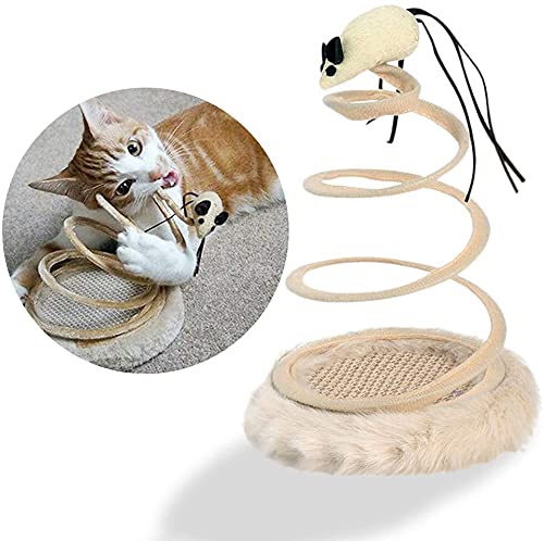 Pet Guard Interactive Cat Toy, Cat Plush Toy With Spiral Spring Plate And Funny Ball Or Mouse Interactive Stainless Steel Spring