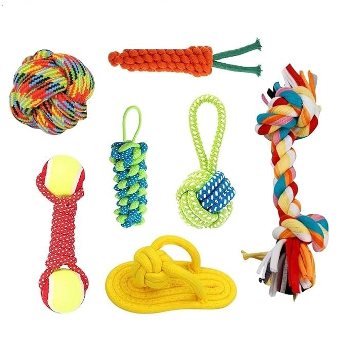 Buszbo Tails Chew Toys + Rope Toys + Toy For Small To Medium Dog + Tug Toy + Pack Of 7