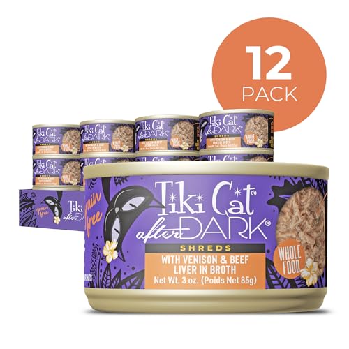 Tiki Cat After Dark Shreds Wet Cat Food, Venison & Beef Liver, 3 oz. Can (12 Count)