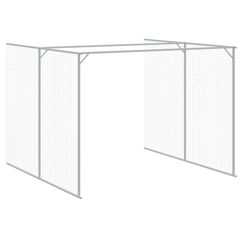 vidaXL Dog House with Run Light Gray 84.3x420.9x71.3 Galvanized Steel