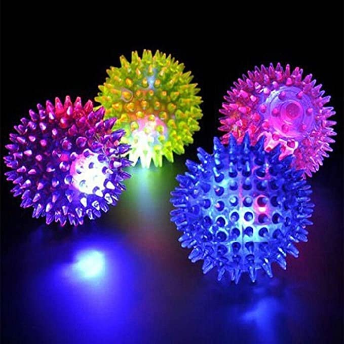 Kspups Natural Rubber Led Whistle Squeaky Squeaker Sound Ball Puppy Dog Cat Pet Chew Playing Rubber Ball Toy  Multicolor I Pack