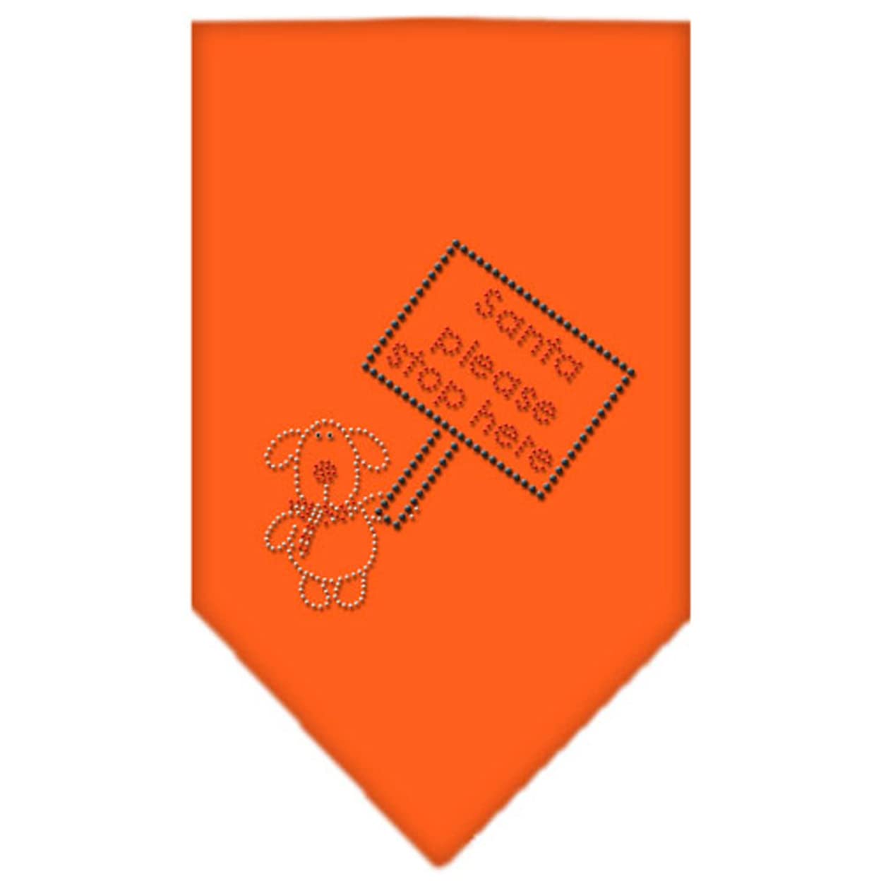 Mirage Pet Products Santa Please Stop Here Rhinestone Bandana, Large, Orange