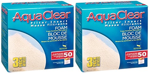 AquaClear 2 Pack of 50 Foam Filter Inserts, 3 Inserts Per Pack