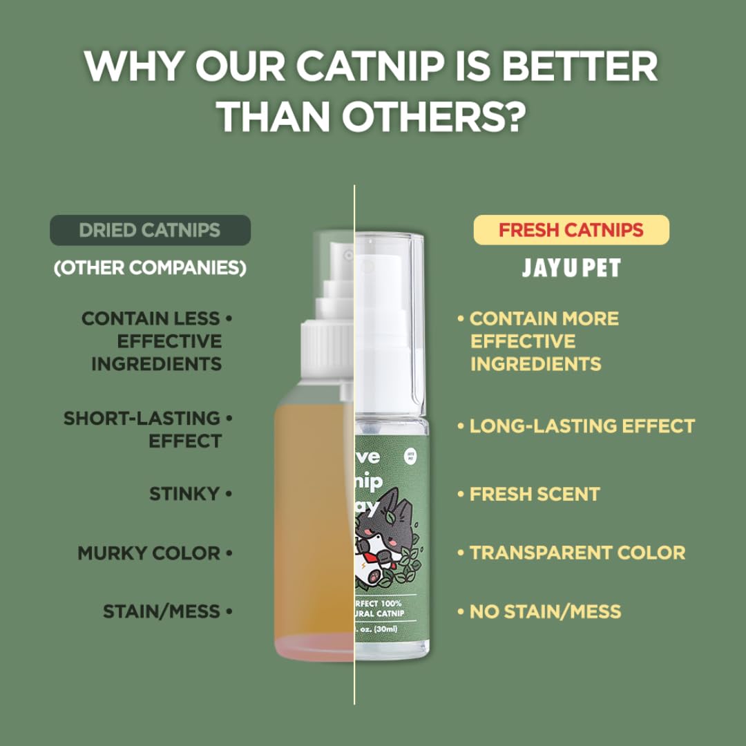 JAYU PET Cat Holic Ball and Spray - Handmade Kicker Ball Silvervine Inside (2.7 inch) & High Potency Essential Catnip Spray (1fl