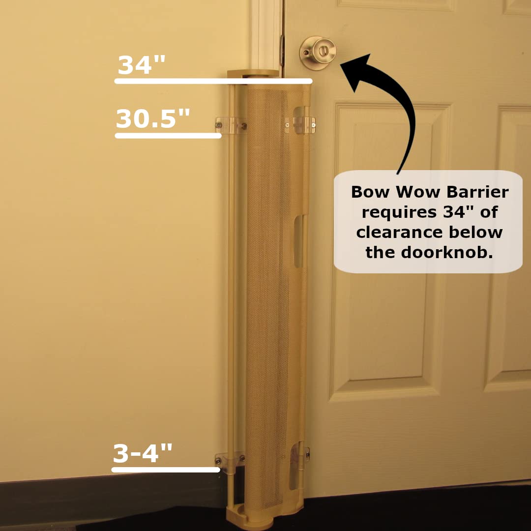 Bow Wow Barrier 28” White By Smart Retract: Retractable Door Barrier For Pets