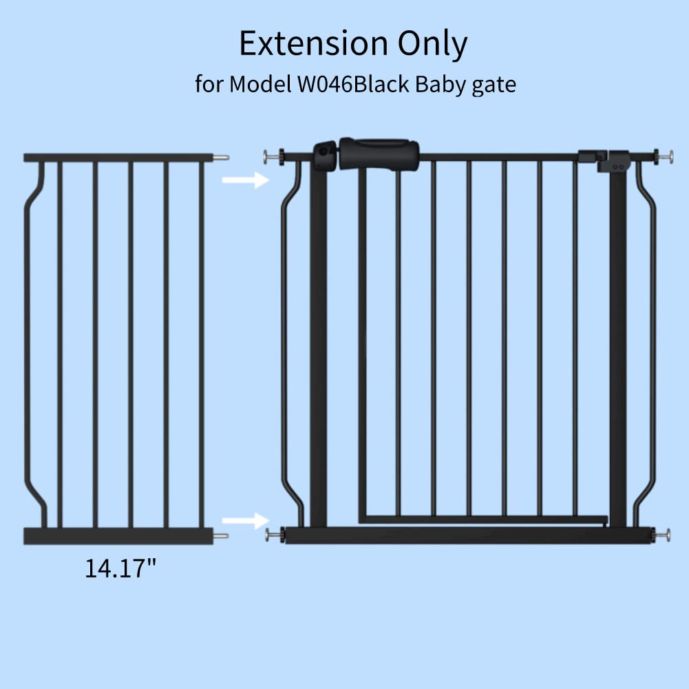Fairy Baby Safety Gate - 14.17 Inch Extension, Black, Model W046Black, Durable and Reliable Baby Proofing Solution