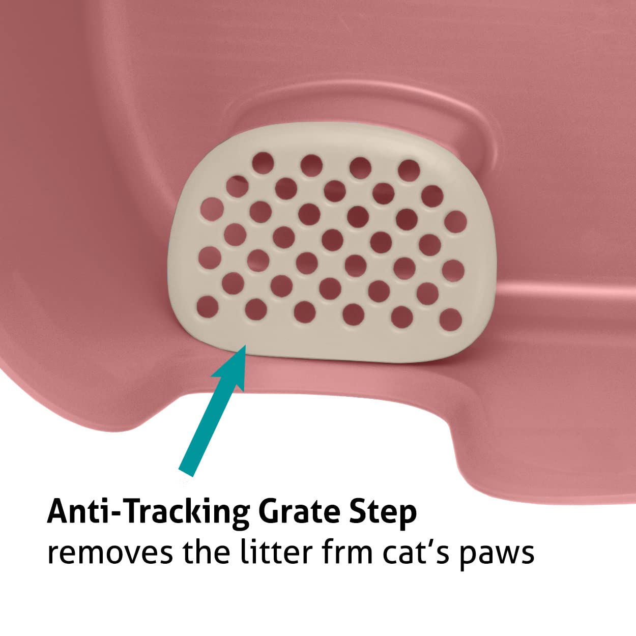 Richell PAW TRAX XL High Wall Cat Litter Box - Salmon Pink, Wide Plastic Pan, Model 60035