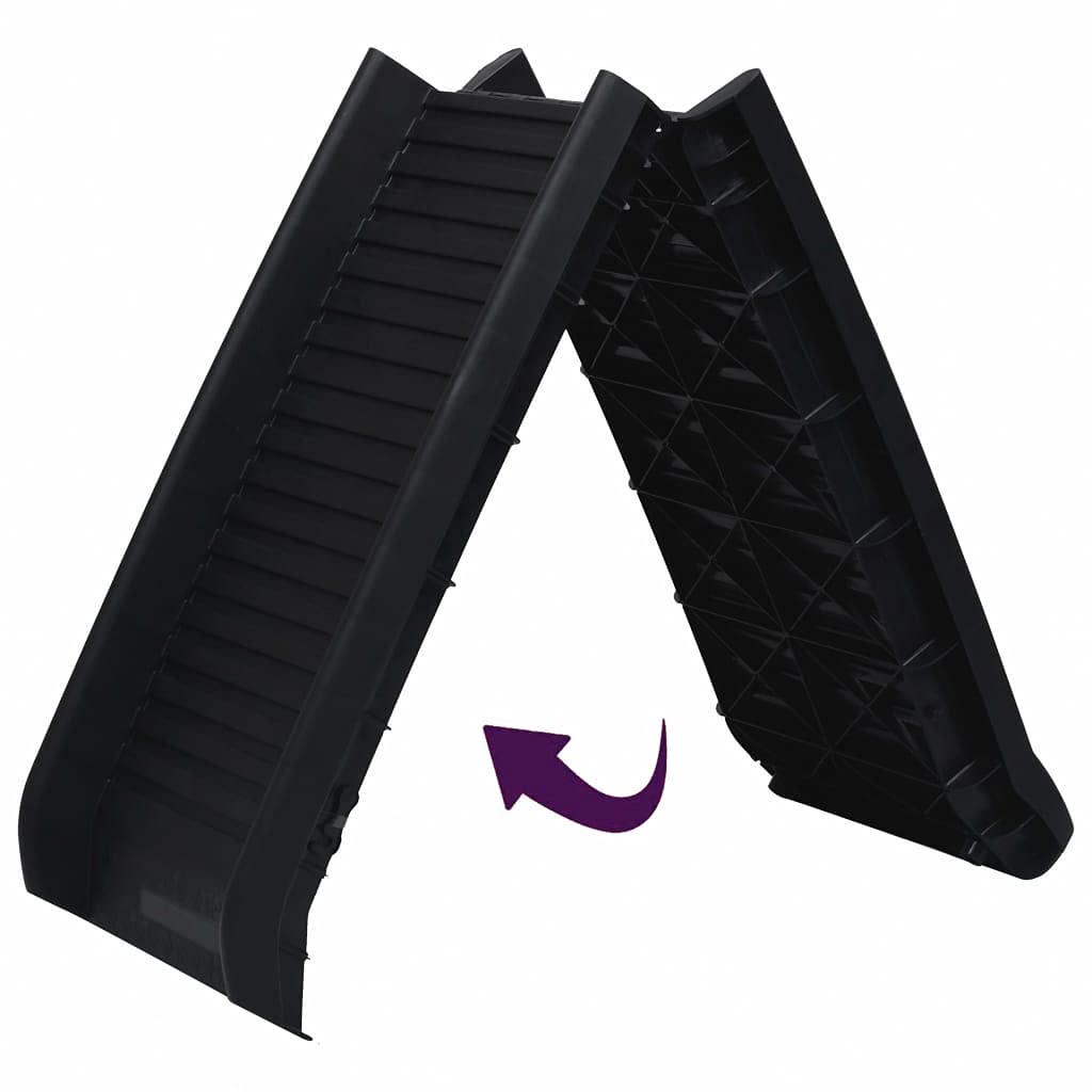 vidaXL Folding Dog Ramp Animal Pet Supply Car High SUV Minivan Camper Foldable Portable Lightweight Dog Stair Ramp Cat Step Bridge Black