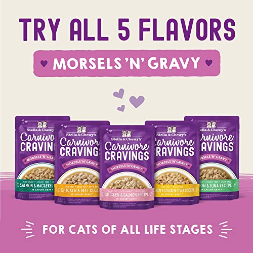 Stella & Chewys Carnivore Cravings Morsels & Gravy Chicken & Beef Recipe Wet Cat Food Pouches - (2.8 Ounce Pouch, Case of 24)