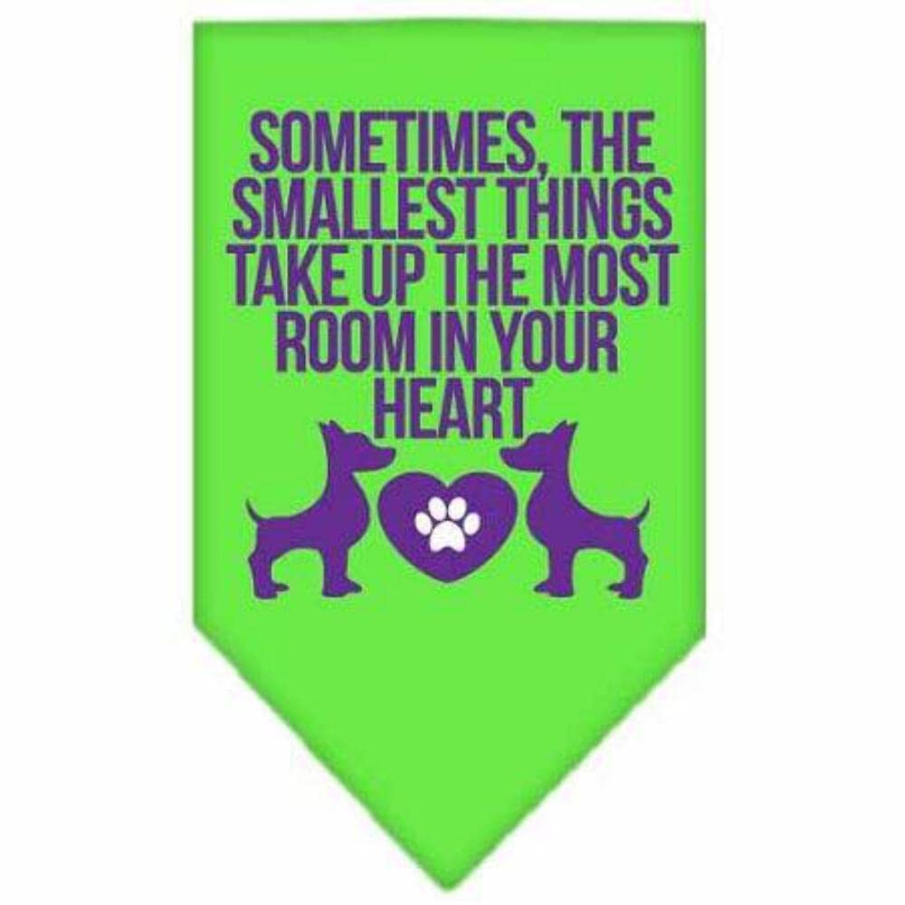Pet and Dog Bandana Screen Printed, "Sometimes, The Smallest Things Take Up The Most Room In Your Heart" Red Large