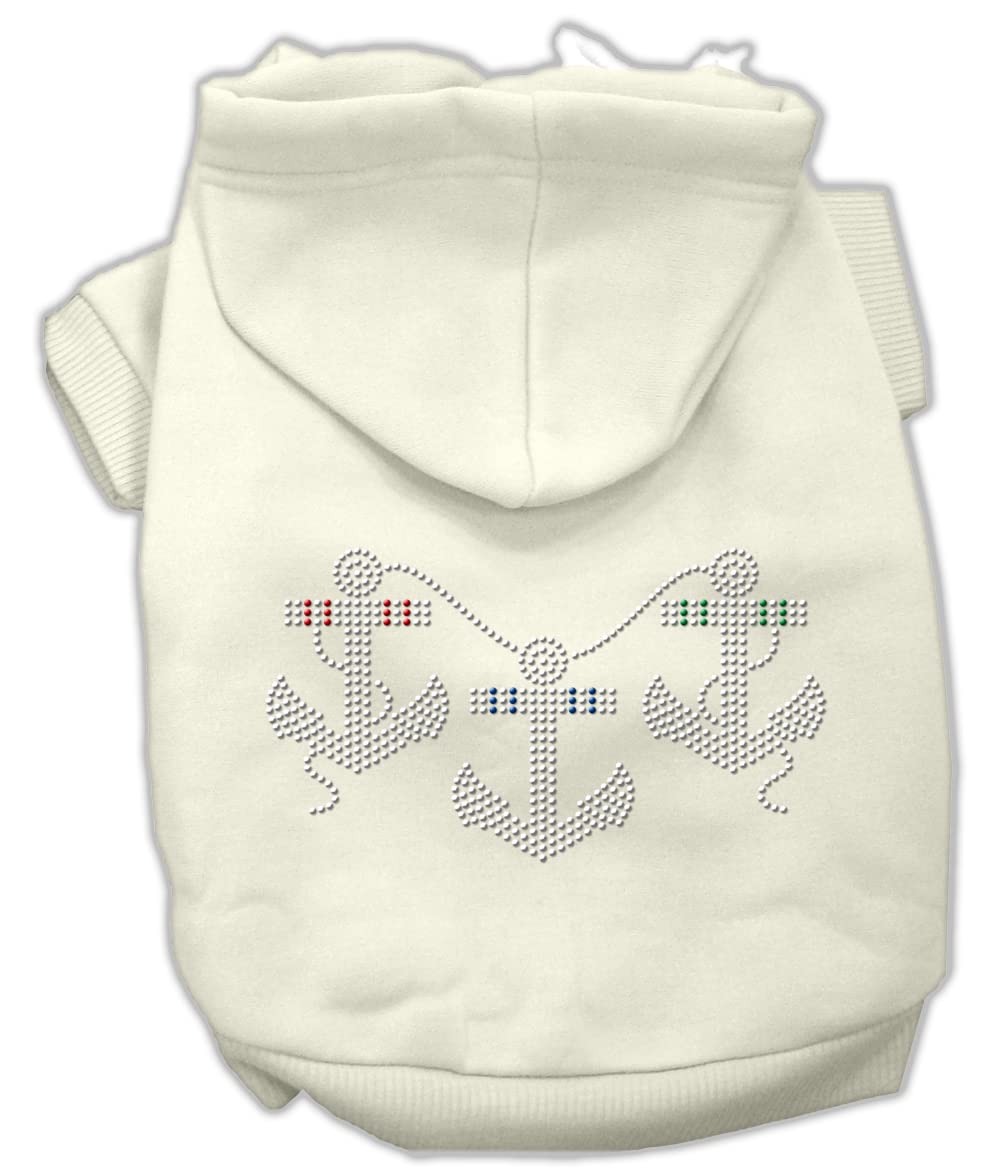 Mirage Pet Products 16-Inch Rhinestone Anchors Hoodies, X-Large, Cream