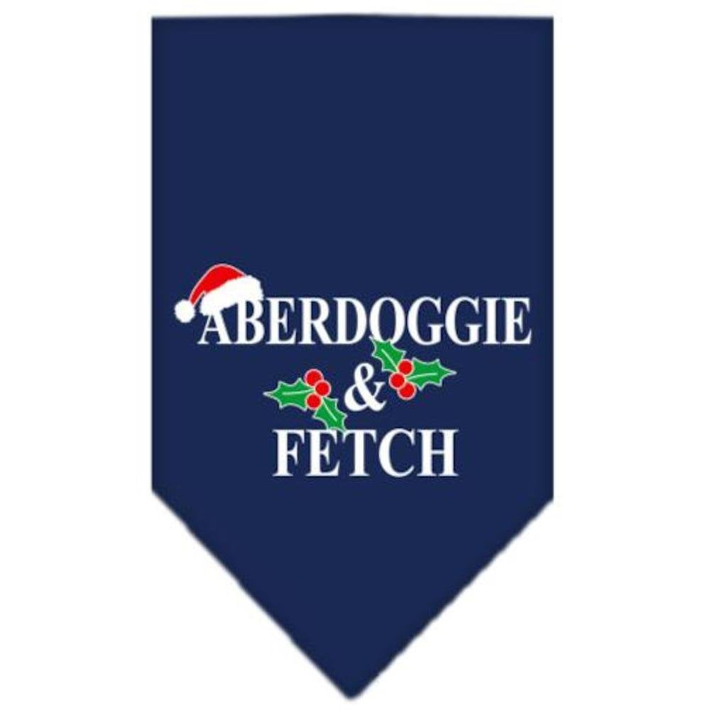 Mirage Pet Products Aberdoggie Christmas Screen Print Bandana for Pets, Large, Navy Blue