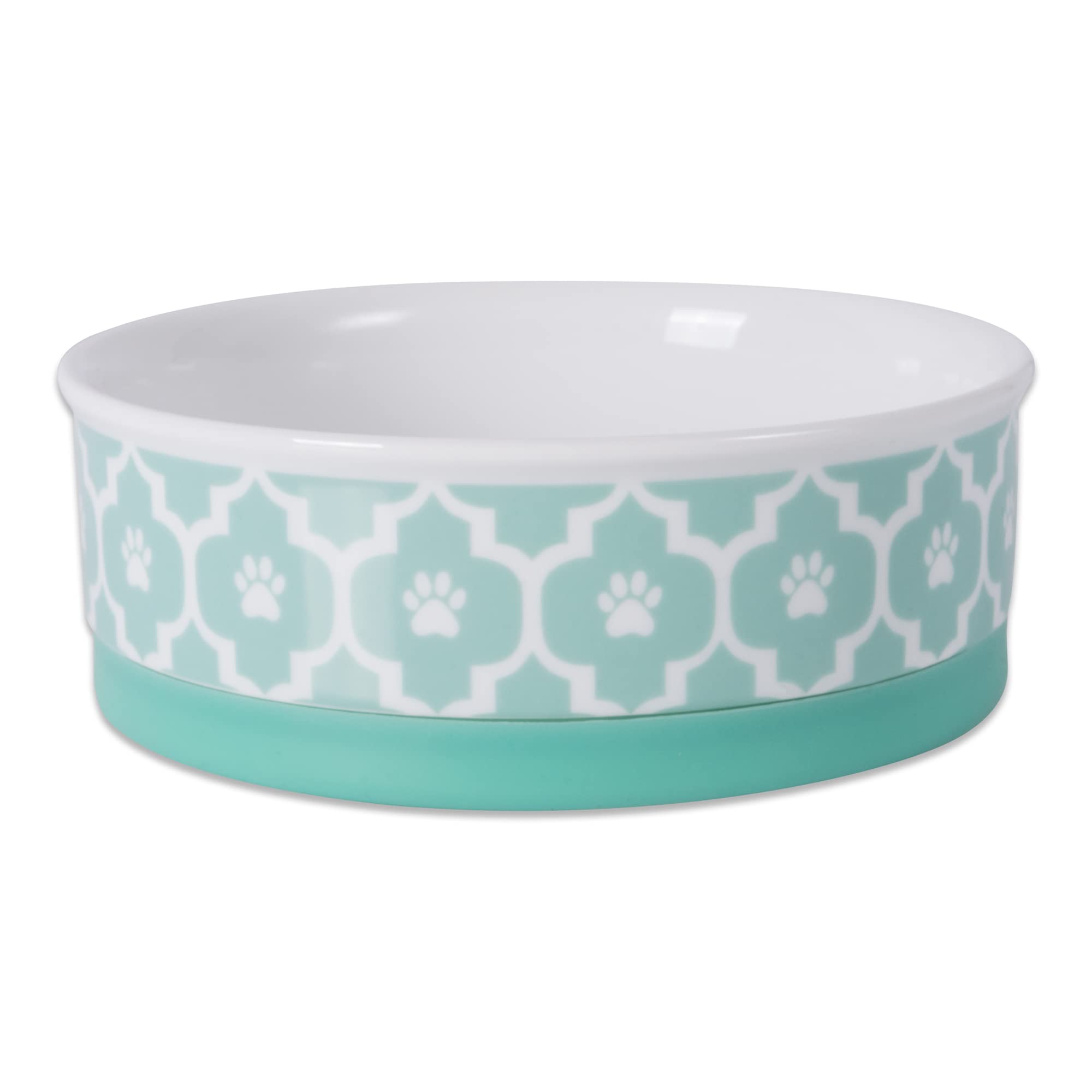 Bone Dry Lattice Collection Pet Bowl & Canister, Medium Set, 6x2, Aqua, 2 Count