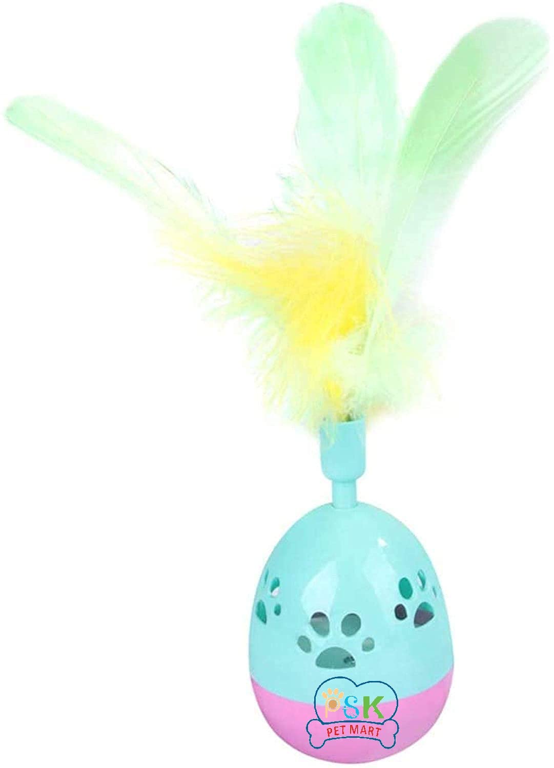 Psk Pet Mart Cat Tumbler Toy, Interactive Training Cat Treat Dispenser Toy Indoor Cat Kitten, With Feathers (Small Stick)