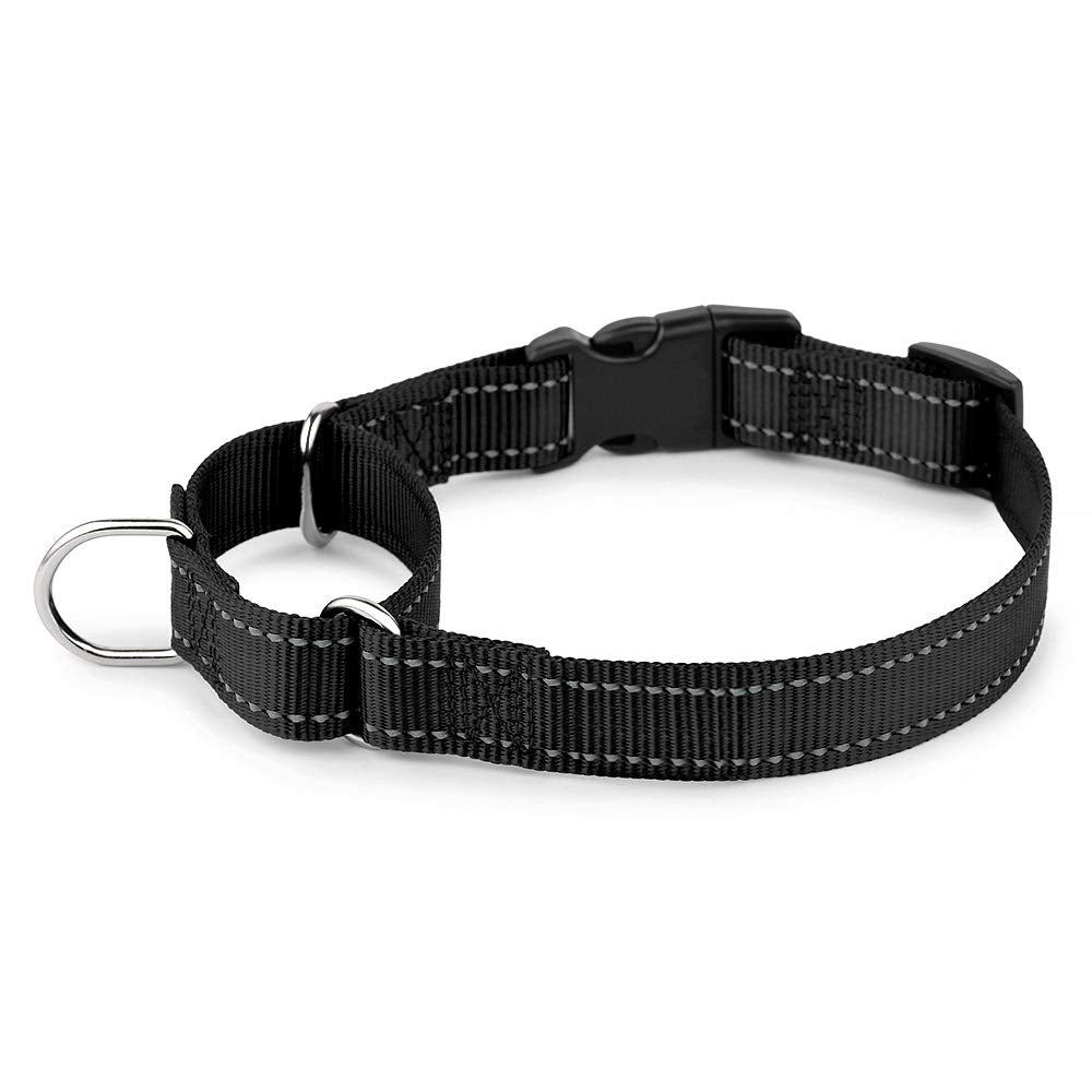 Plutus Pet Reflective Martingale Collar With Quick Snap Buckle,No Pull Dog Choker Collar For Small Medium Large Dogs,S,Black