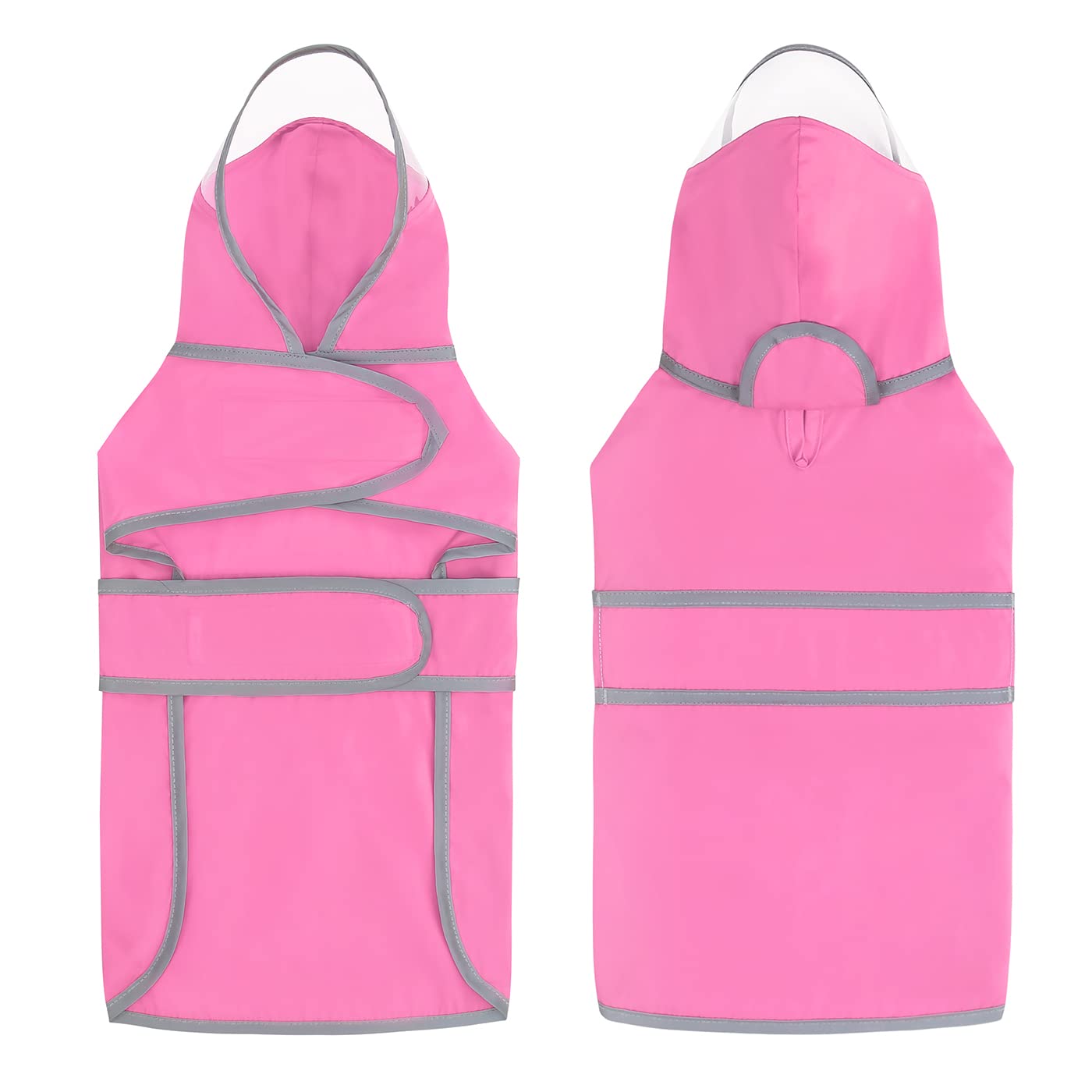 Hde Dog Raincoat With Clear Hood Rain Jacket Poncho For Small Medium Large Dogs Pink - 3Xl