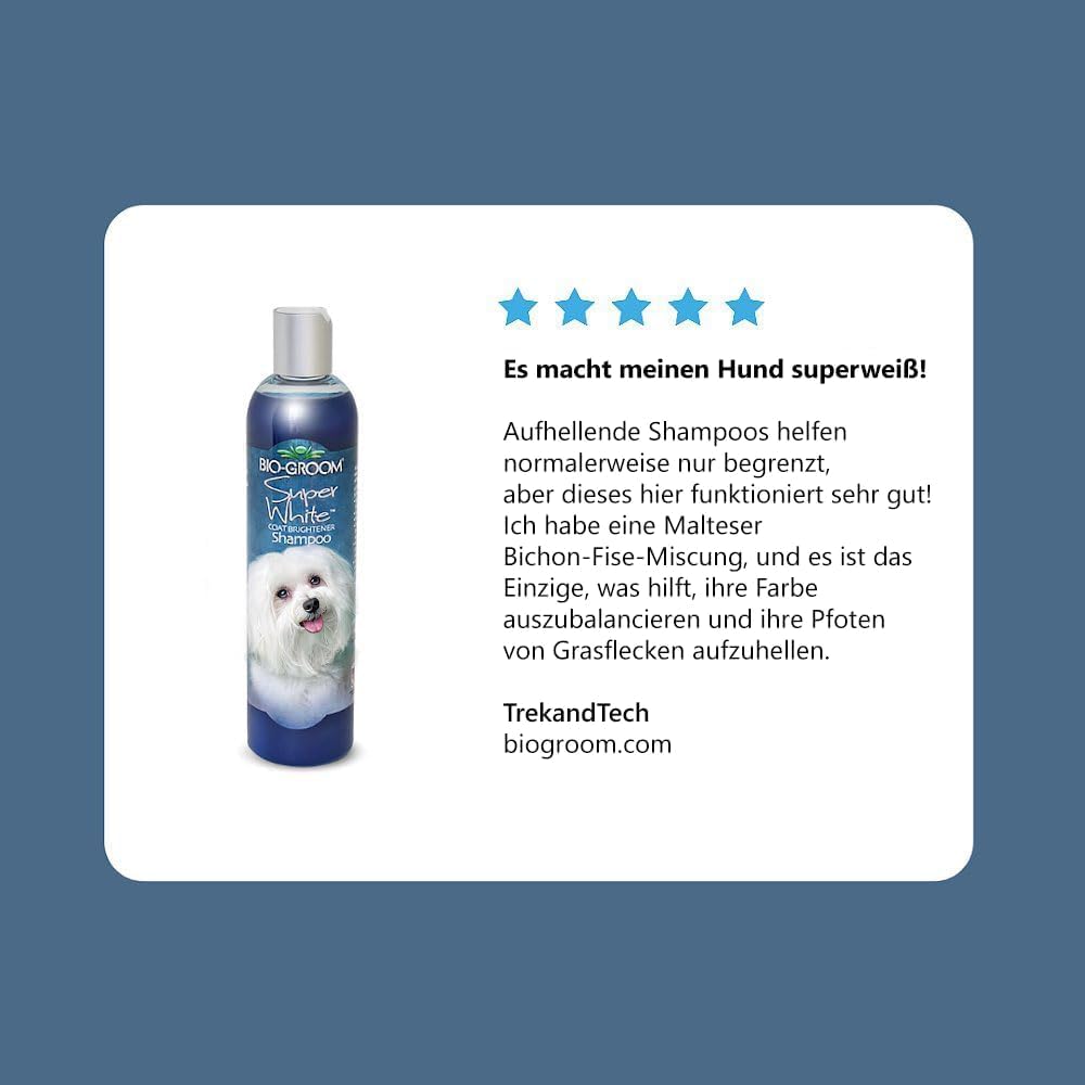 Bio-Groom Super Whitening Dog Shampoo – Whitening Pet Shampoo, Dog Bathing Supplies, Puppy Wash, Dog Grooming Supplies, Cruelty-Free – 12 Fl Oz 1-Pack