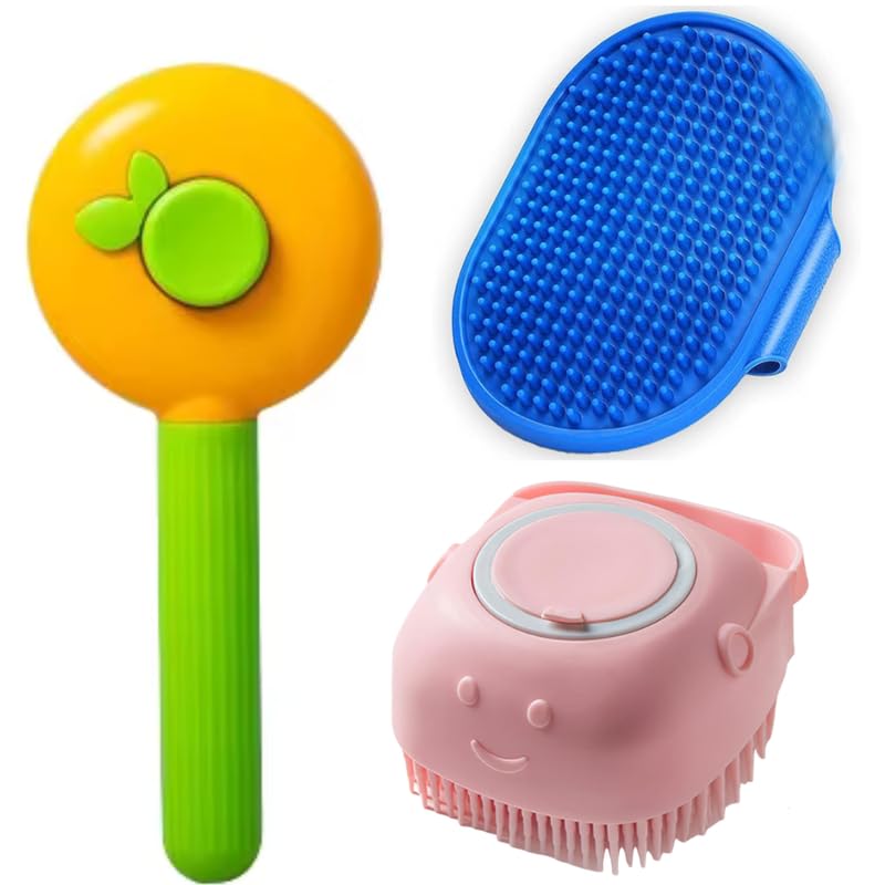 Bohobark 3Pcs Combo Slicker Dog Comb Brush For Dogs And Cats With Medium Long Hair Dog Hair Deshedding Brush Daily Use To Clean 