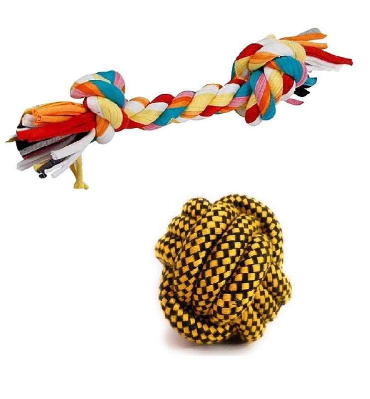 Dog Trust Pet Supply Natural Rope Dog Toys  2 Pack Play Fetch  Tug Of War  Dog Teething  Puppy Chew  Puppy  Teething Toy 