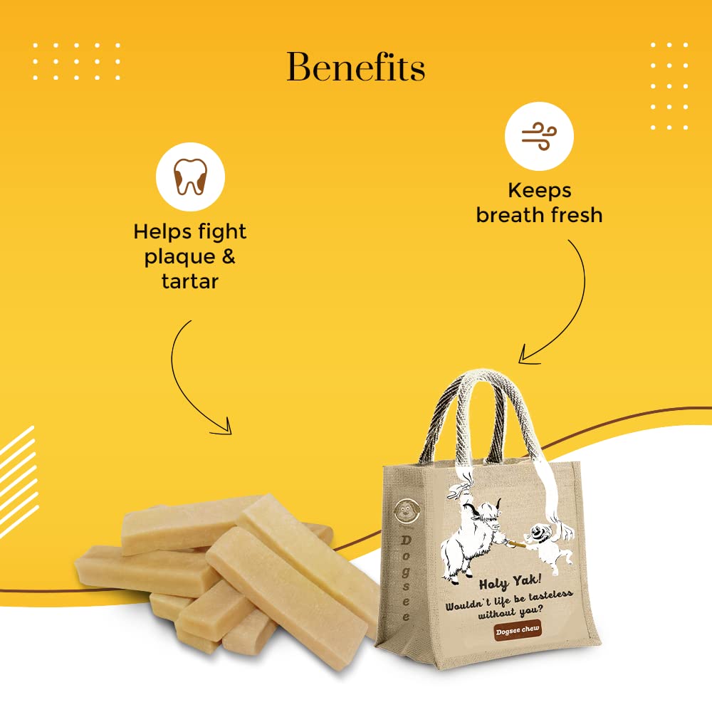 Dogsee Original Himalayan Yak Cheese Dog Chews 2lb (Large - 8 Bars) | Rawhide Free | Fight Plaque & Tartar | Long Lasting | for