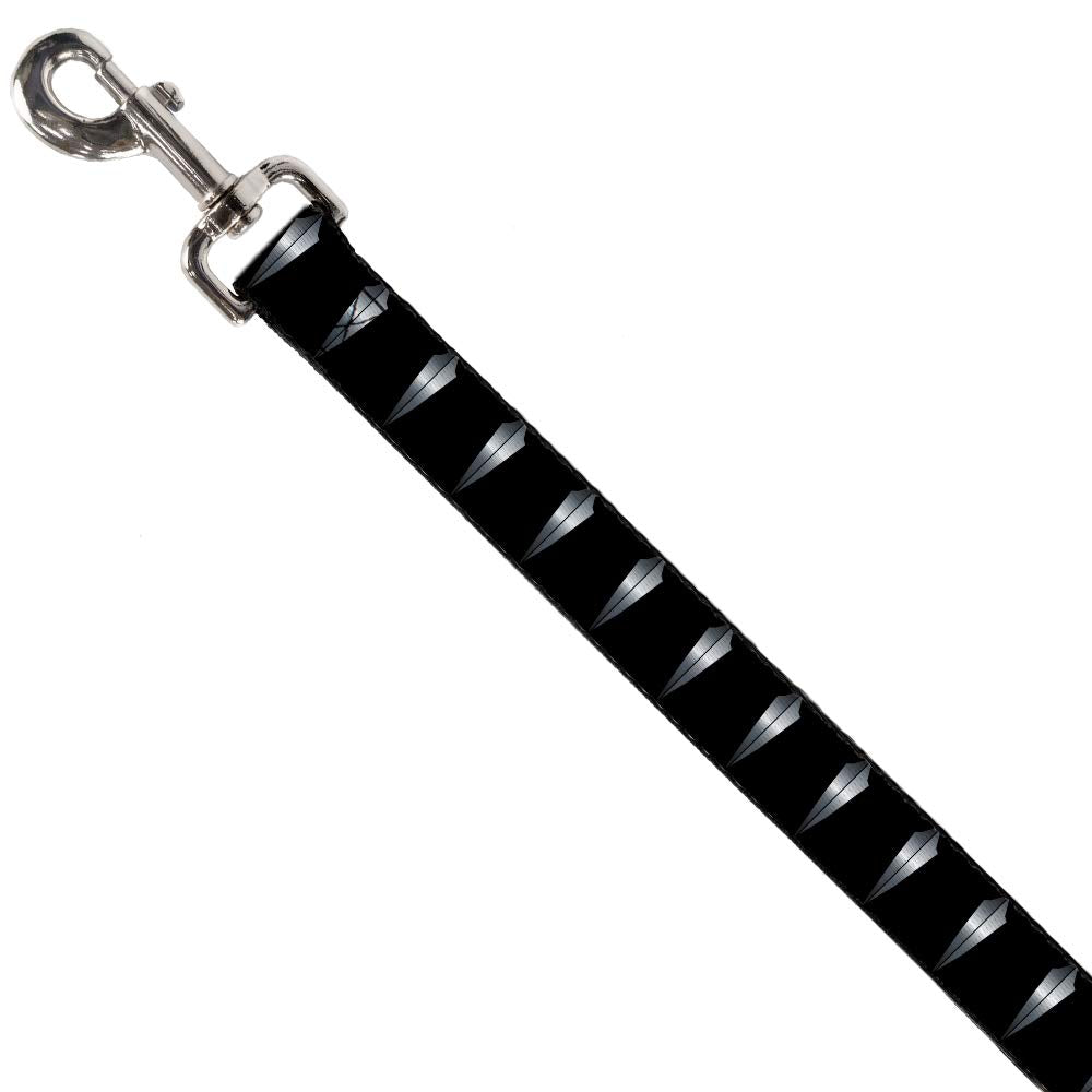 Buckle-Down Dog Leash Black Panther Tooth Necklace Black Silvers 6 Feet Long 0.5 Inch Wide