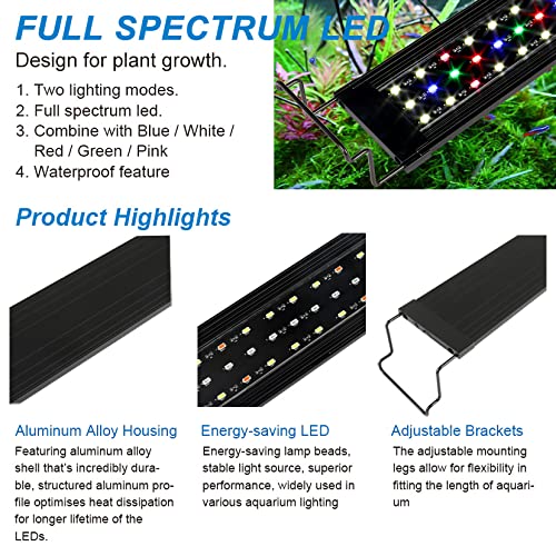 Water Rebirth Aquarium Lights Fish Tank Light (Switch Version, 18-24'')