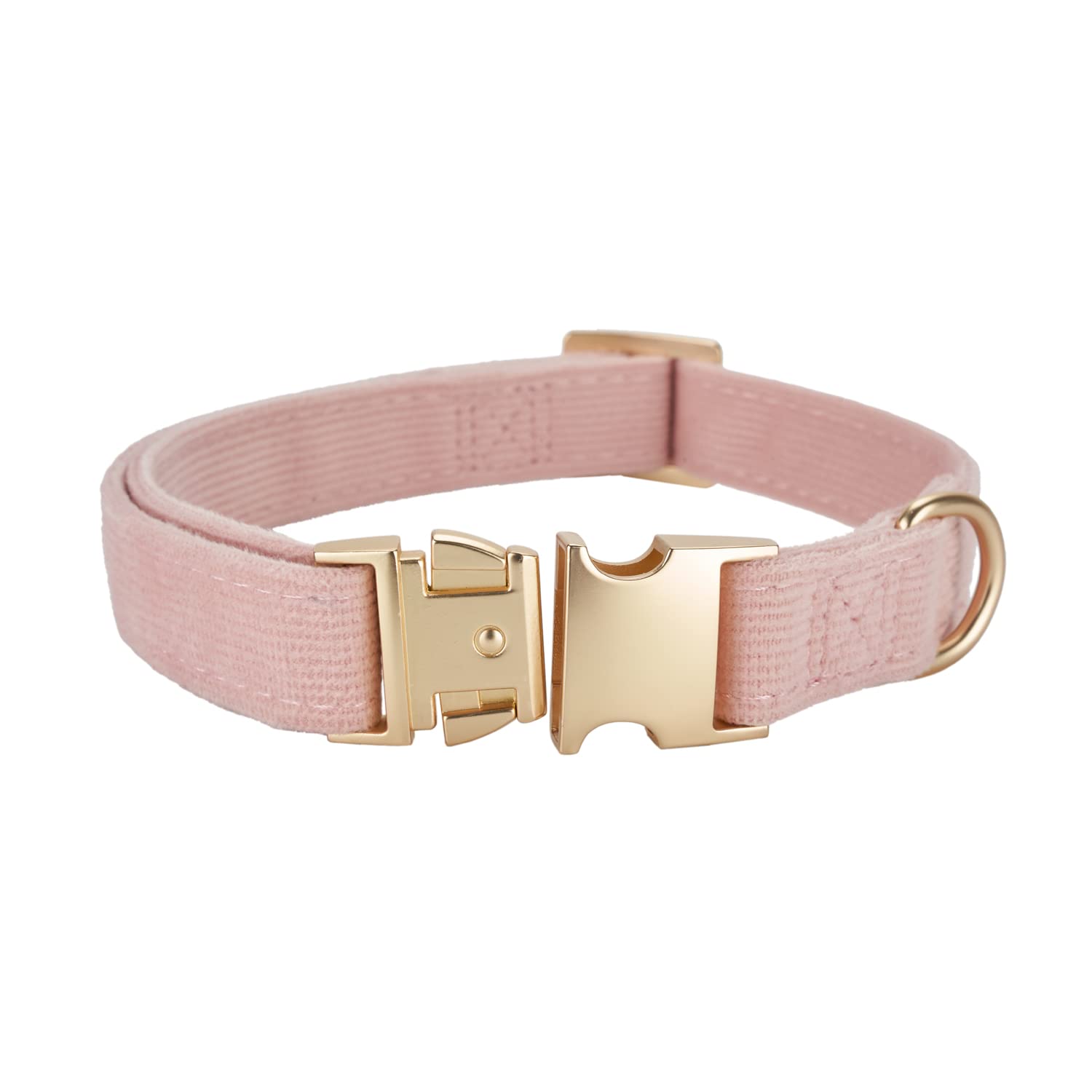 YUDOTE Soft Cotton Dog Collar with Metal Buckle Adjustable Heavy Duty Comfy Corduroy Collars for Small Medium Large Dogs,Light P