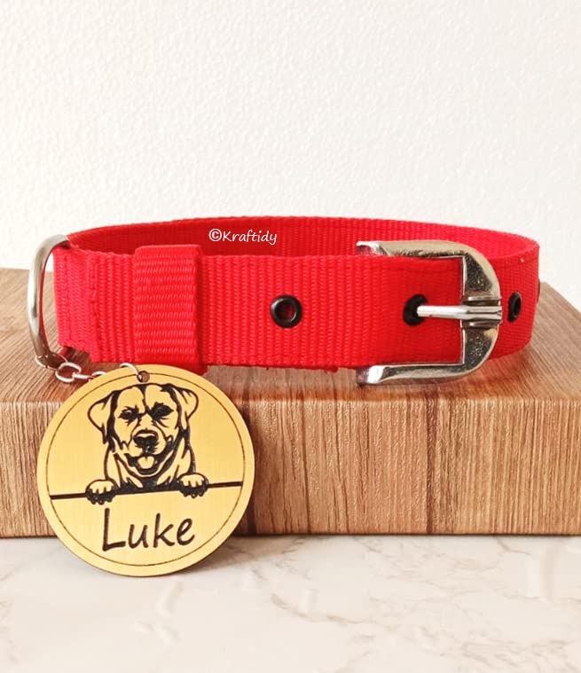 Kraftidy Dog Collar Belt With Name Tag Id Customized For Large, Medium Dogs Or Small Puppies Neck Collar With Personalized Dog N