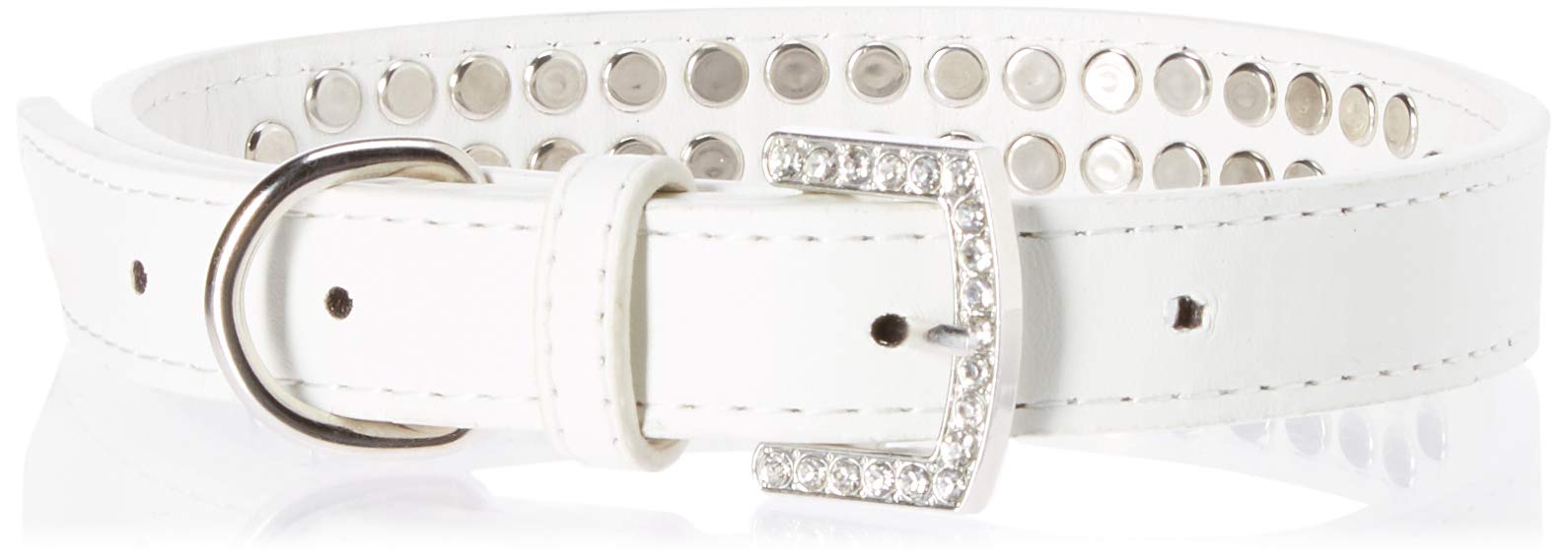 Dog, Puppy & Pet Fashion Collar, "Two Row Lime Green Crystal Rimsets" White 20