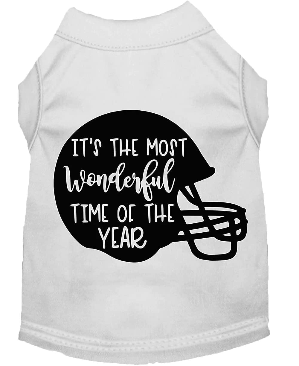 Pet Dog & Cat Shirt Screen Printed, "It's The Most Wonderful Time Of The Year (Football)" Yellow LG (10-14 lbs.)