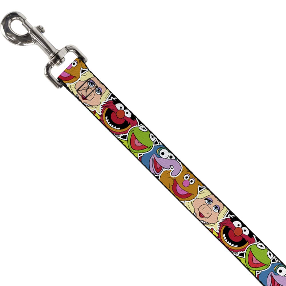Dog Leash Muppets Faces Close Up Black 6 Feet Long 0.5 Inch Wide