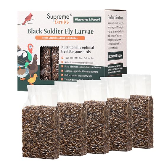 Supreme Grubs Natural Black Soldier Fly Larvae for Chickens, 85X More Calcium Than Mealworms-High Protein Grub Food Chicken Trea