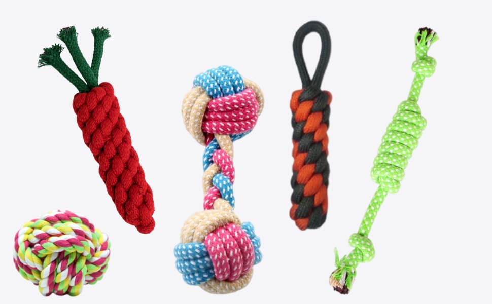 Psk Pet Mart Dog Chew Toys For Aggressive Chewers, 5 Pack Interactive Dog Rope Toys, Washable Cotton Tough Dog Toys, Teething To