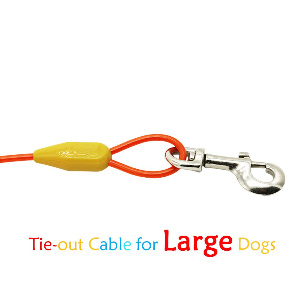 Petest 15Ft Tie-Out Cable With Crimp Cover For Large Dogs Up To 90 Pounds