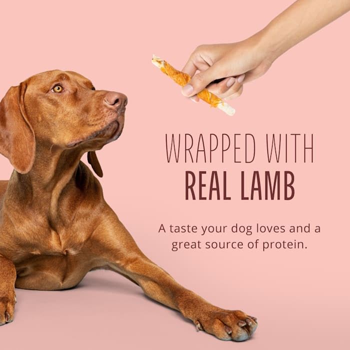 Better Belly Proteins With Real Lamb Twists, Digestible Rawhide For Dogs, 25 Count