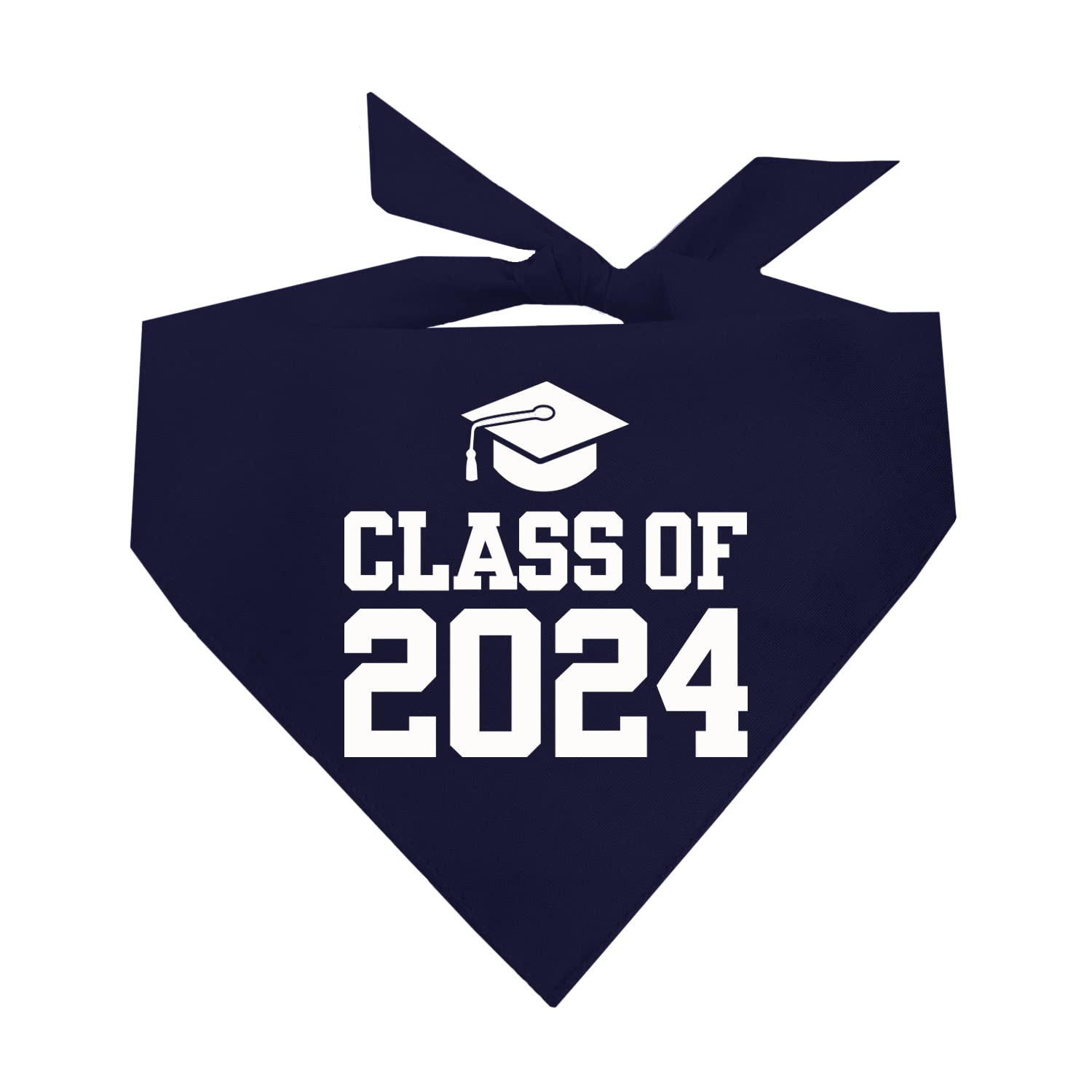 Class Of 2024 Dog Bandana | 100% Cotton Triangle | School Graduation Ceremony Party | Mom Dad Graduating Prop | 643 Navy, One Si